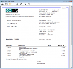 Slika 6: Izpis naročilnice
